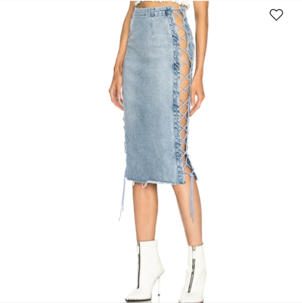 GRLFRND Crystal Lace Up Jean Skirt